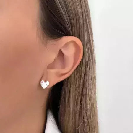 Brinco Feminino Coração com Zircônia Rosa Escuro em Prata – Serenité