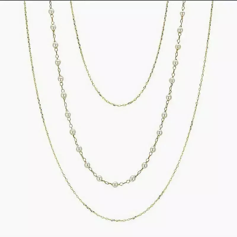 Colar Feminino Triplo com Pérolas em Banho Dourado – Serenité