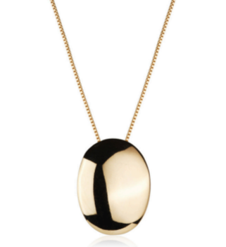 Colar Feminino Oval Minimalista com Pingente Liso Banho de Ouro 18K – Serenité