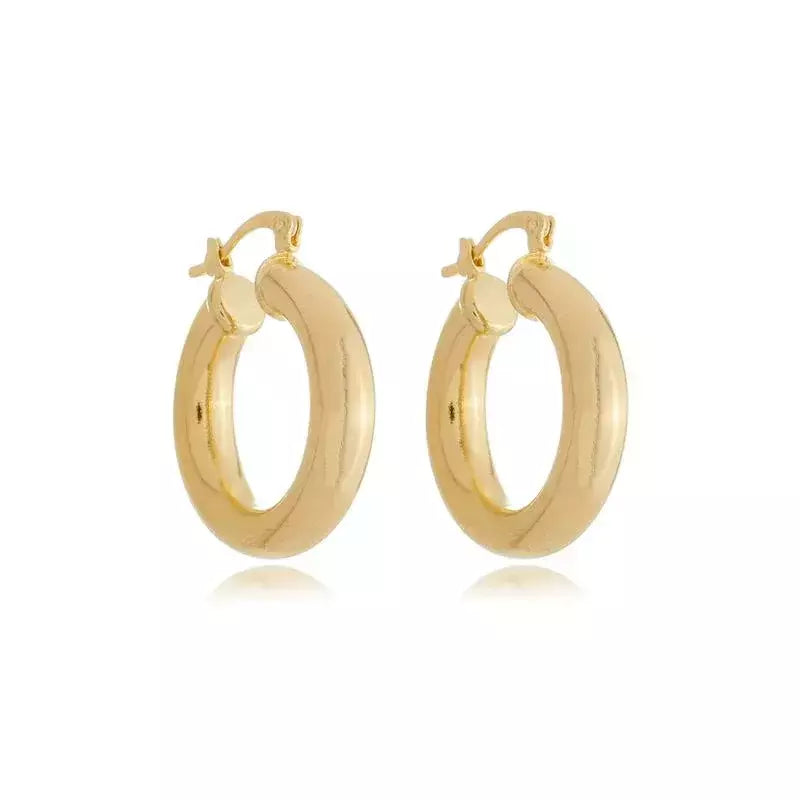 Brinco Argola Feminina 3 cm Tubo 7 mm Banhado a Ouro – Serenité