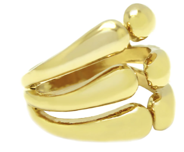 Anel Feminino Grande Liso com 6 Garras em Banho Dourado – Serenité