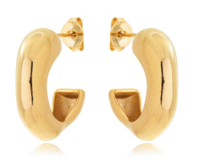 Brinco Feminino Argola Orgânica Banho de Ouro 18K Antialérgico – Serenité
