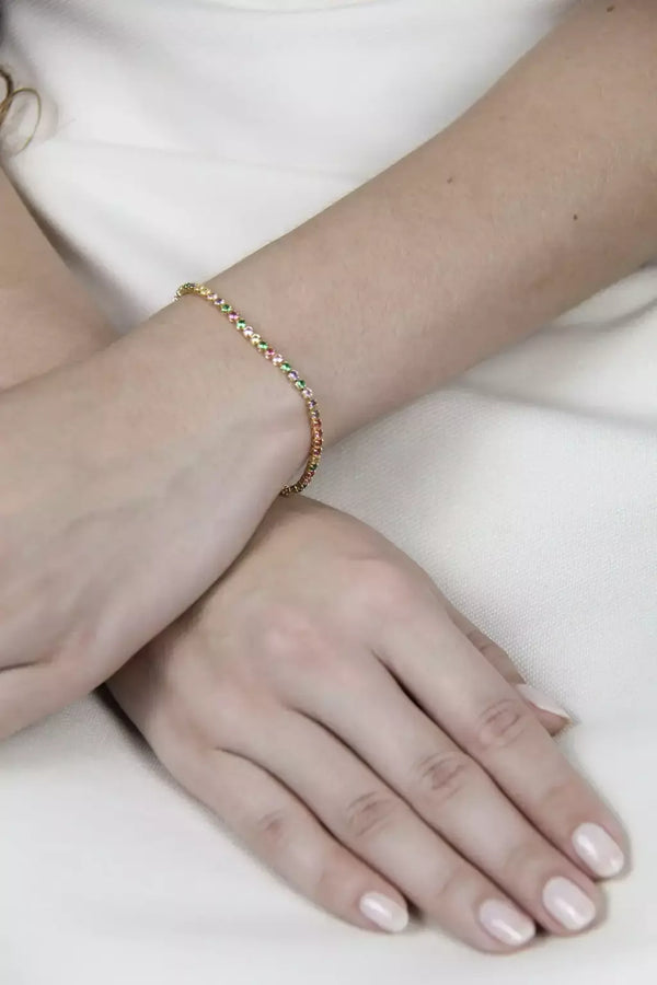 Pulseira Feminina Riviera Fina Colorida Banhada a Ouro 18K – Serenité