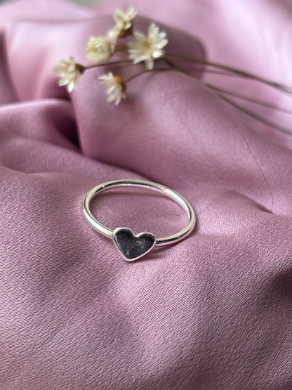 Anel Feminino Coração Solitário em Prata 925 Minimalista – Serenité