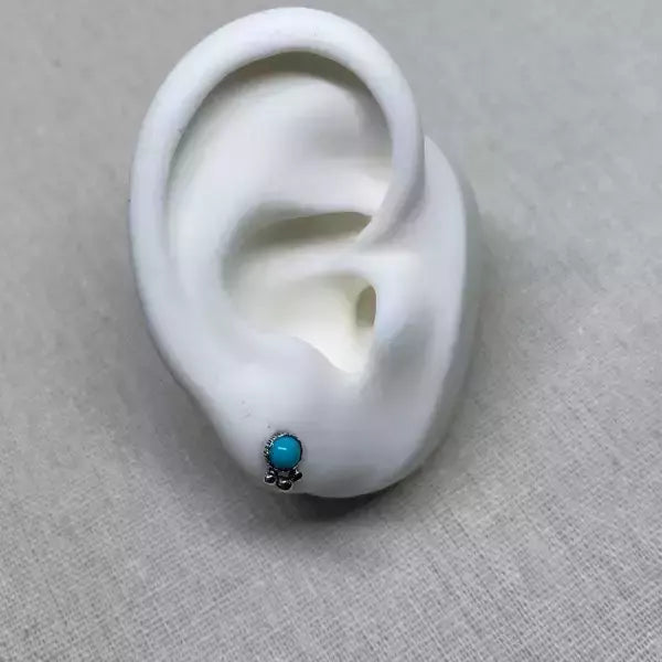 Brinco Feminino com Pedra Turquesa em Prata 925 Envelhecida – Serenité