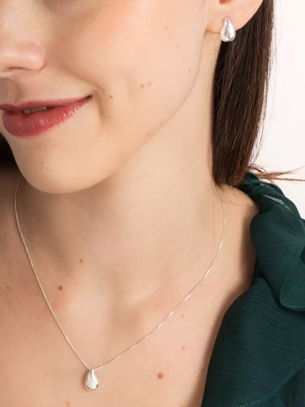 Conjunto Feminino em Prata 925 Gota Vírgula Minimalista – Serenité