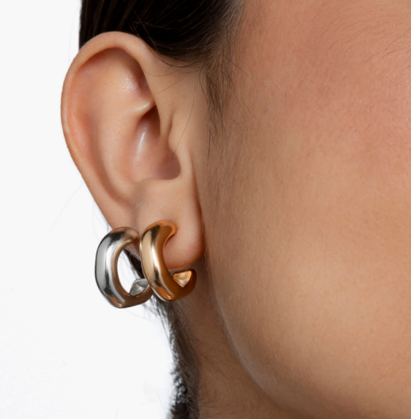 Brinco Feminino Argola Orgânica Banho de Ouro 18K Antialérgico – Serenité
