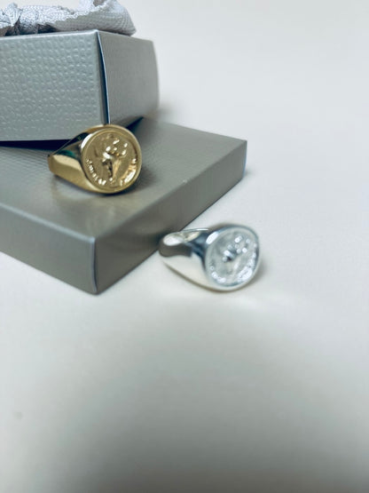 Anel Signet Feminino Banhado a Ouro em Metal Premium – Serenité