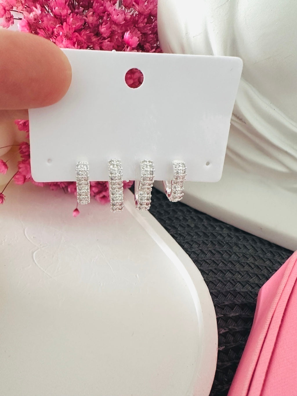 Kit Brincos Femininos Argola Dupla com Zircônia Coração Banhado a Ródio – Serenité