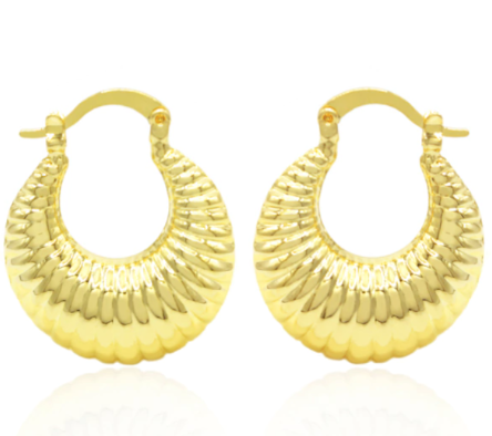 Brinco Feminino Click Gota com Frisos em Banho Dourado – Serenité