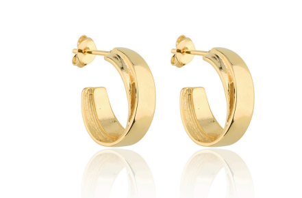 Brinco Argola Feminina Transversal com Banho de Ouro em Metal Hipoalergênico – Serenité