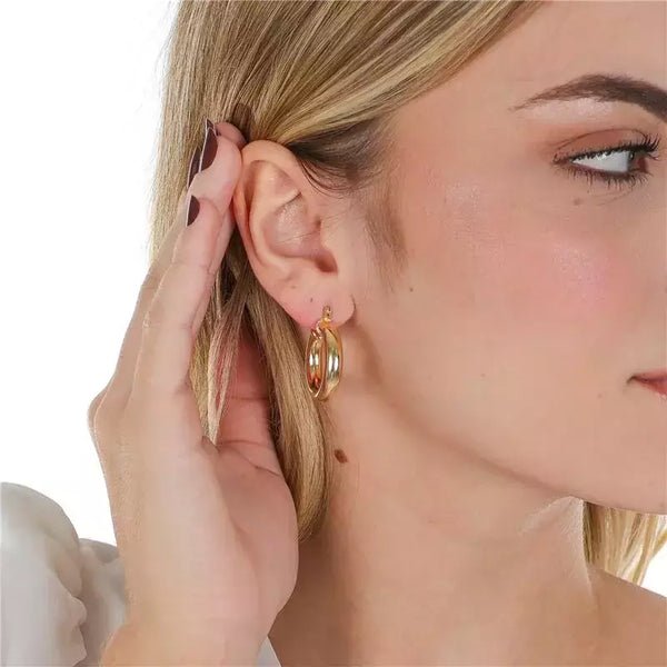 Brinco Argola Feminina 3 cm Tubo 7 mm Banhado a Ouro – Serenité