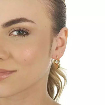Brinco Argola Feminina Achatada Banhada a Ouro 18K – Serenité