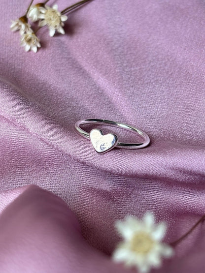 Anel Feminino Coração Solitário em Prata 925 Minimalista – Serenité