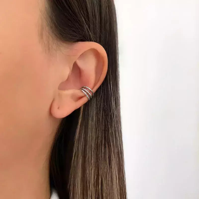 Piercing Fake 3 Fios Feminino em Prata Envelhecida – Serenité