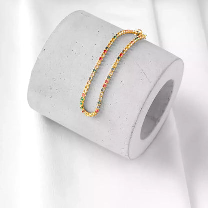Pulseira Feminina Riviera Fina Colorida Banhada a Ouro 18K – Serenité