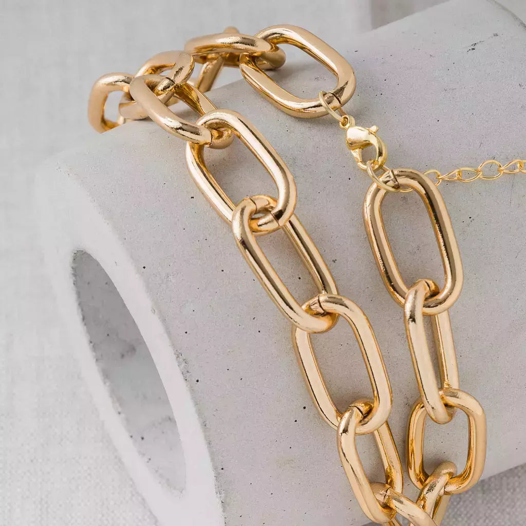 Colar Gargantilha Feminina Corrente Elos Grandes Banhada a Ouro – Serenité