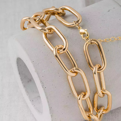 Colar Gargantilha Feminina Corrente Elos Grandes Banhada a Ouro – Serenité