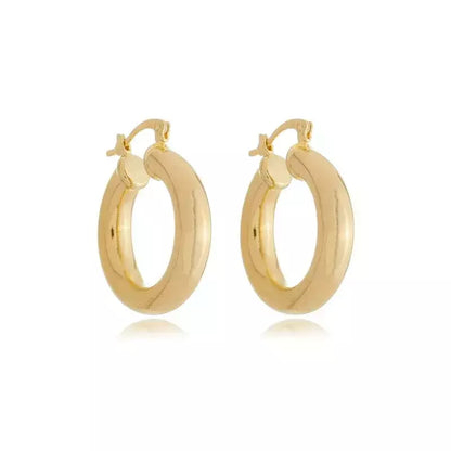 Brinco Argola Feminina 3 cm Tubo 7 mm Banhado a Ouro – Serenité