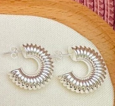 Brinco Argola Feminina Grossa Texturizada Banho de Prata – Serenité
