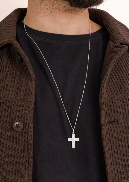 Colar Masculino em Prata 925 com Pingente Cruz Face de Jesus – Serenité