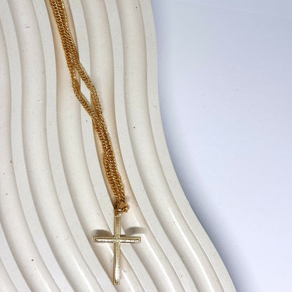 Colar Feminino Cruz 50cm Banhado a Ouro – Serenité