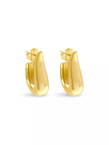 Brinco Feminino Lisce com Design Orgânico em Metal Banhado a Ouro – Serenité