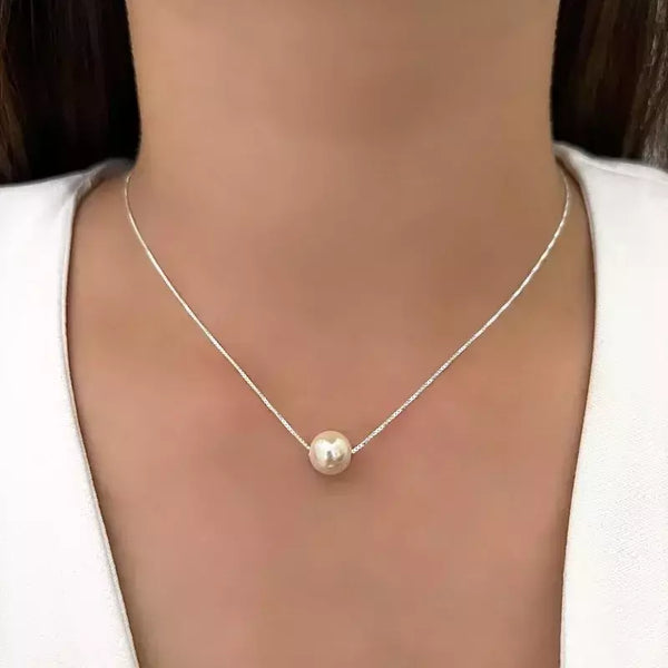 Colar Feminino Corrente Veneziana com Pingente de Pérola em Metal Hipoalergênico – Serenité