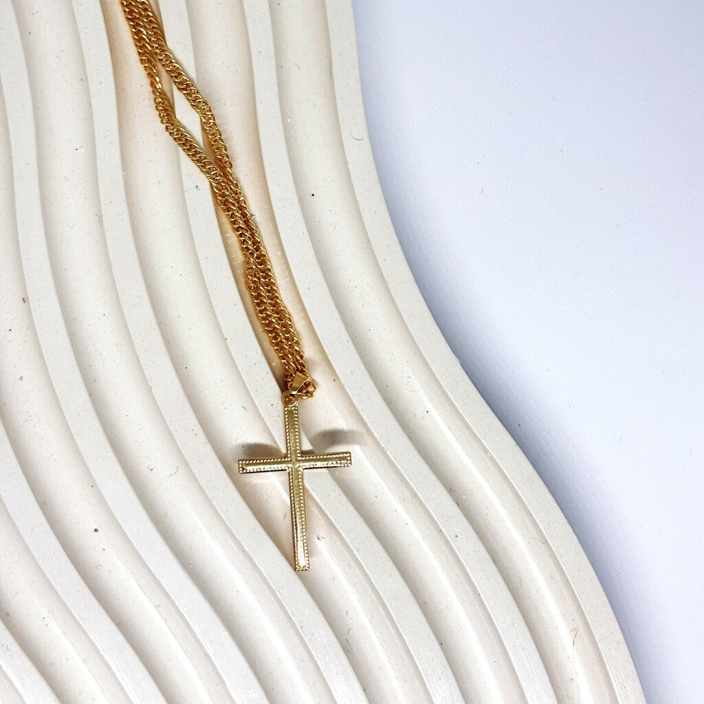 Colar Feminino Cruz 50cm Banhado a Ouro – Serenité