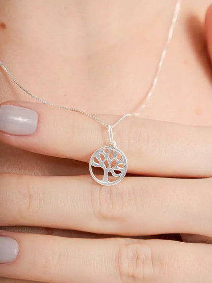 Colar Feminino em Prata 925 Pingente Árvore da Vida Minimalista – Serenité