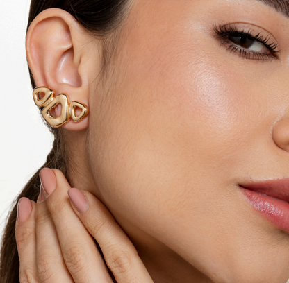 Brinco Feminino Triarte Ear Cuff com Banho de Ouro 18K – Serenité
