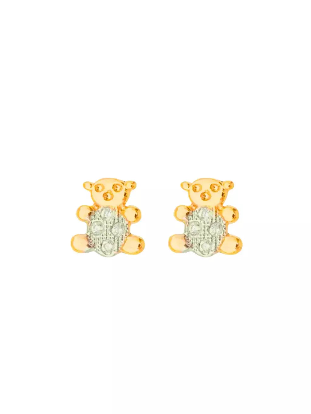 Brinco Infantil Feminino Ursinho Banho de Ouro com Detalhe Brilhante – Serenité