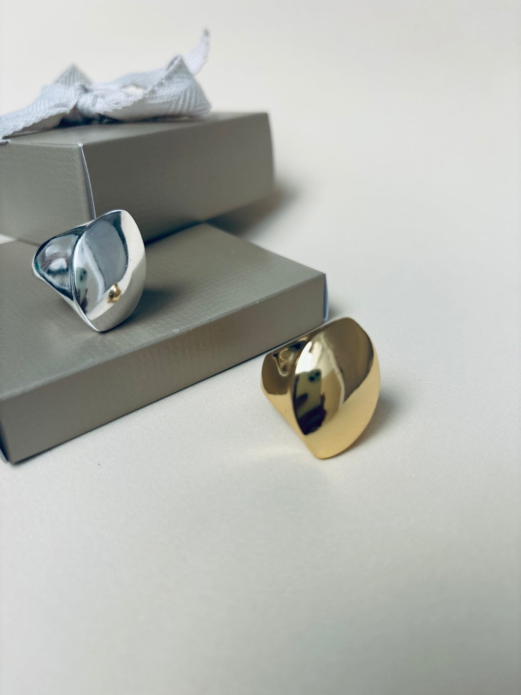 Anel Feminino Ajustável Banhado a Prata com Design Orgânico Polido – Serenité